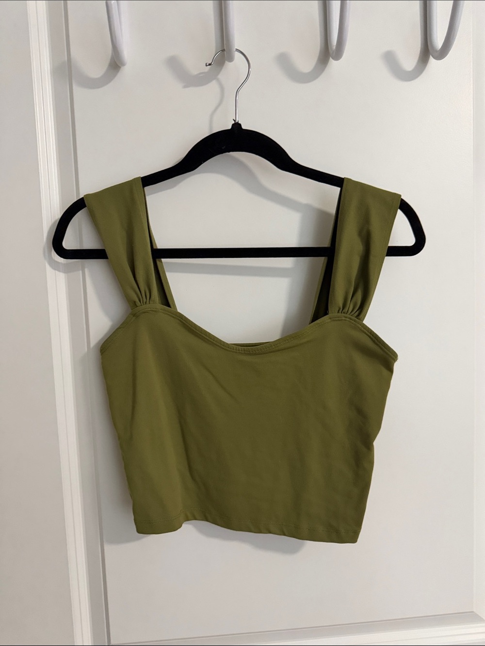 Abercrombie & Fitch Olive Wide-Strap Cropped Tank